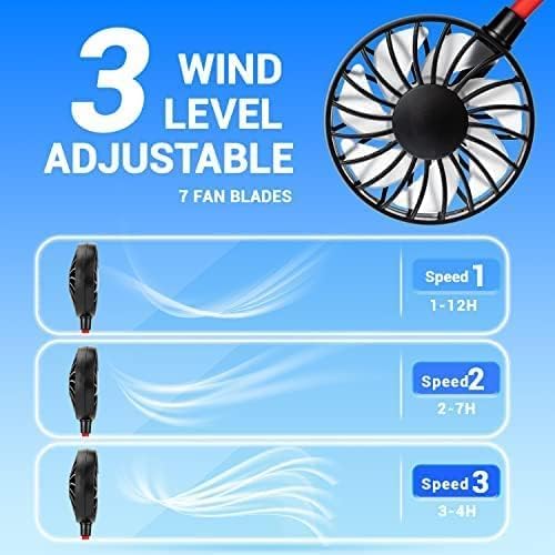 Portable Neck Fan Rechargeable Personal Hand-Free Fan Mini USB Wearable Neckband Sport Fan, 3 Speed Adjustable, 360 Degrees Free Rotation Perfect for Working, Traveling, Office, Reading (Black)
