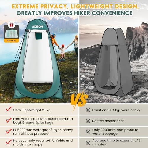 Pop Up Privacy Shower Tent, Portable Changing Dressing Room with Carry Bag, Waterproof Sun Shelter for Camping, Beach, Hiking & Outdoor Activities. - Image 4