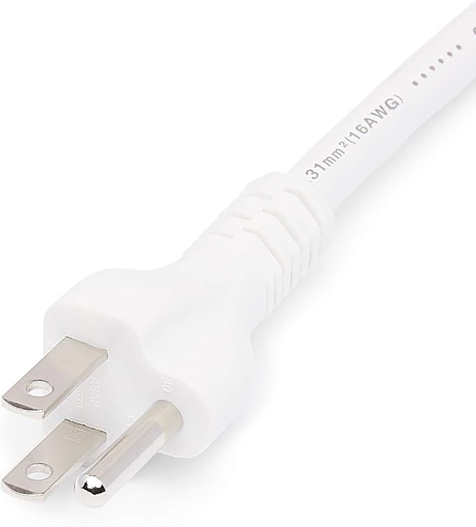 Amazon Basics Indoor Extension Cord, 3 Prong Outlet Extender Power Cord, 13 Amps, 125V, 10 Foot, White, 2-Pack