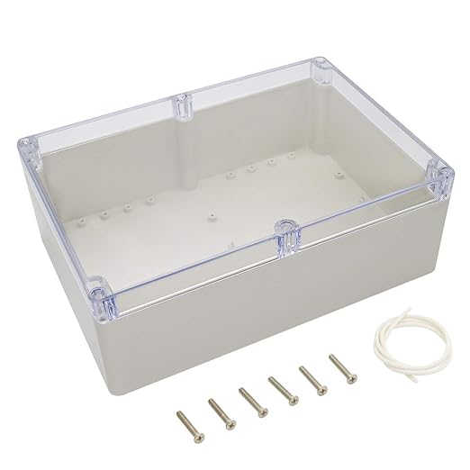 LeMotech ABS Plastic Junction Box Dustproof Waterproof IP65 Electrical Enclosure Box Universal Project Enclosure Grey with PC Transparent Clear Cover 10.4 x 7.2 x 3.7 inch (263 x 182 x 95 mm)