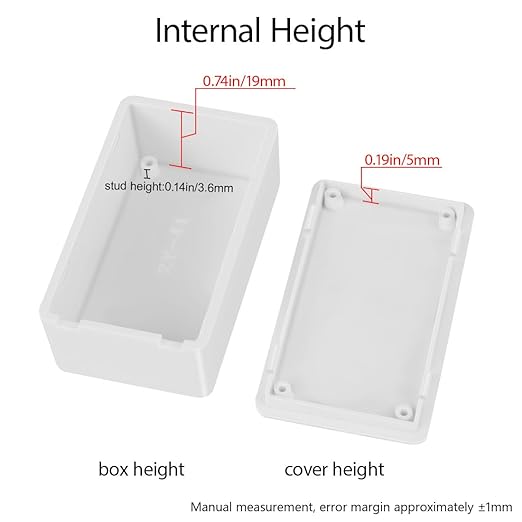 LeMotech Project Box 5 Pieces ABS Plastic Electrical Project Case Small Junction Box for Electronics White 2.83 x 1.65 x 0.91 inch (72x 42x 23 mm)
