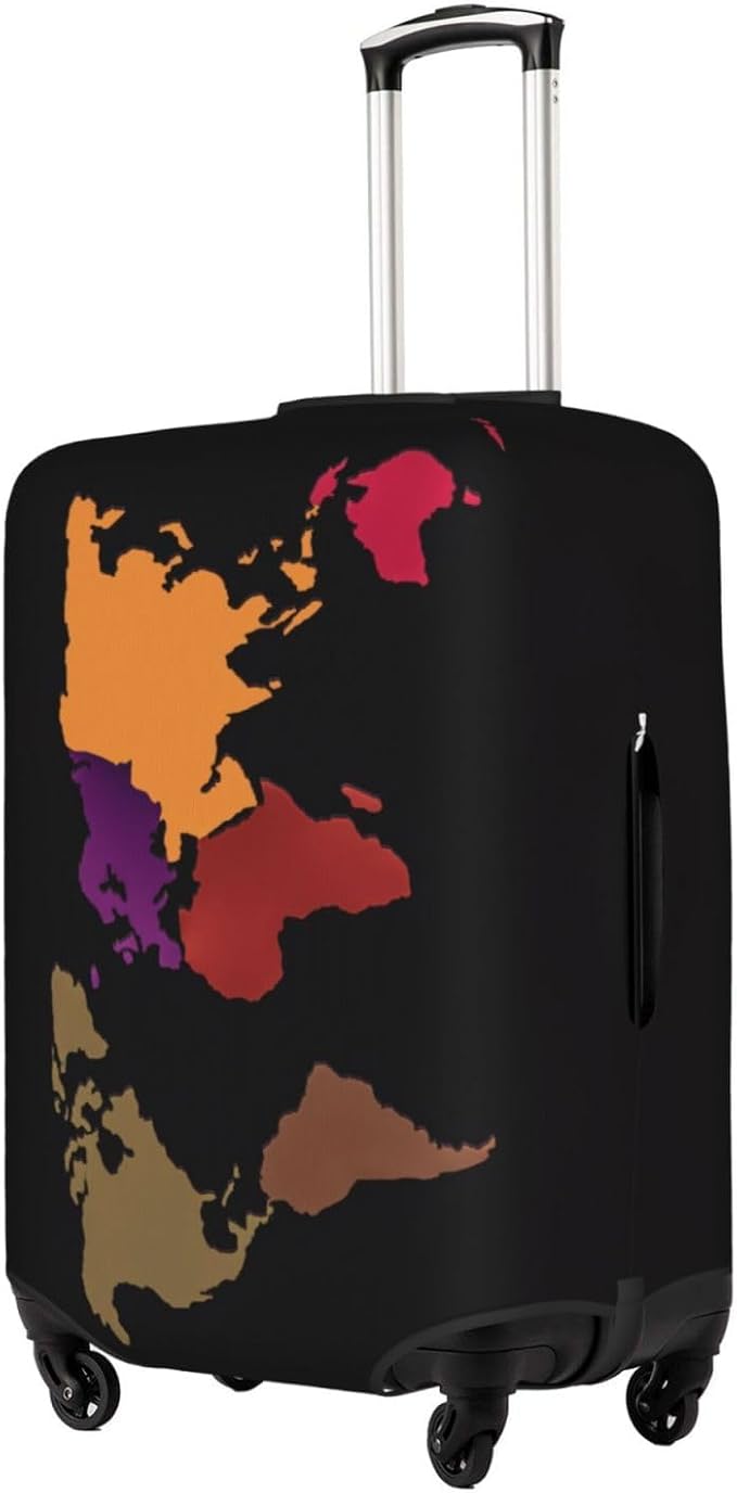World Map Luggage Cover for Suitcase and Luggage Tag Combination, Elastic Washable Anti-Scratch Protector, Travel Birthday Gift for Men Women (XL 29-32 Inch Luggage)