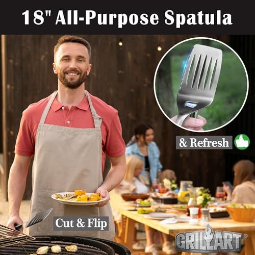 GRILLART BBQ Tools Grill Tools Set -18Inch Grilling Tools BBQ Set - Grill Accessories w/BBQ Tongs, Spatula, Fork, Brush- Stainless Grill Kit Grilling Set - Gift Ideas BBQ Accessories Gifts for Men Dad - Image 5