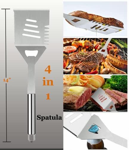 MUJUZE Grilling Accessories,BBQ Grill Sets for Outdoor,Grill Tool Set,Grill Kit for Camping,Backyard,BBQ Accessories with Apron,BBQ Gifts for Men,Grilling Gifts for Men - Image 4