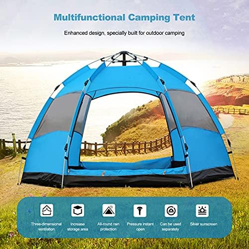 Ergocar Camping Tent 210T PU Cloth Waterproof Windproof Dome Tent, 3 to 4 Man Ultraligh Ventilated Pop up Tent for Family, Hiking, Backpacking & Fishing - Image 3