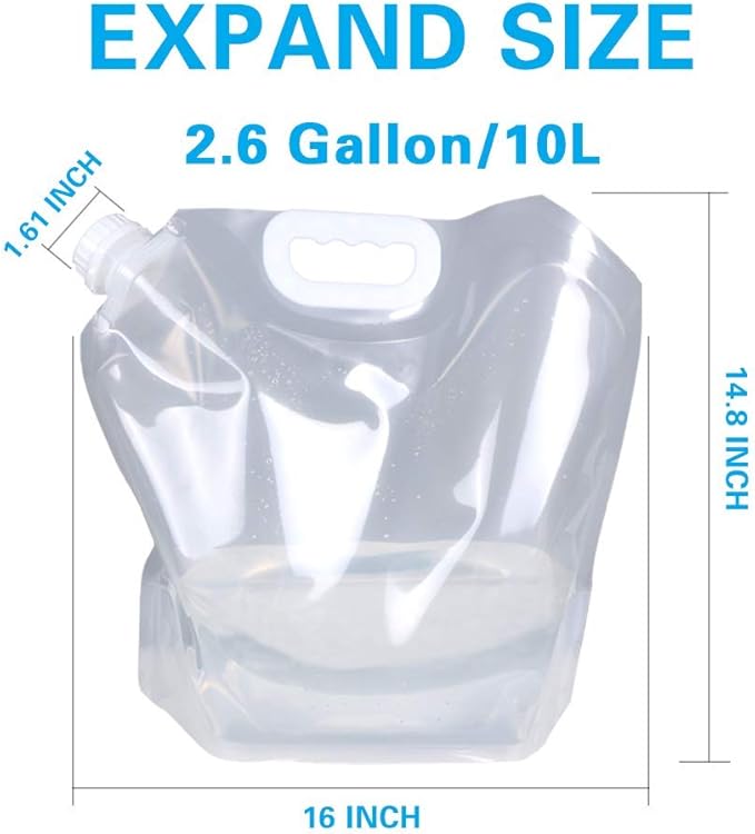 Soddeph Collapsible Water Container Bag, BPA Free Food Grade Clear Plastic Storage Jug for Sport Camping Riding Mountaineer,Freezable, Food Grade (8-pack-2.6Gal)