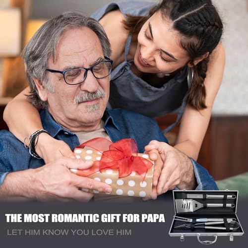 Papa Gifts, Papa Gifts from Grandkids Fathers Day Heavy Duty Grilling Accessories Kit for Backyard BBQ, Thick Stainless Steel Grill Utensils with Non-Slip Handle Tool Grilling Gift for Man on Birthday - Image 5