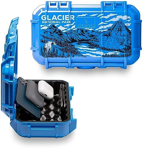Evergreen X National Parks 56 EDC Dry Box Protective Case - National Parks Gift - for Phones, Camping, Travel, Adventure (Glacier National Park, Blue) by EvergreenCases