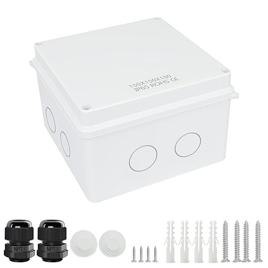 LeMotech Junction Box, Electrical Box IP65 Water Resistant Dustproof ABS Plastic Project Enclosure for Electronics White 5.9X 5.9X 3.9 inch