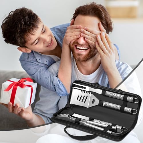 Step Dad Gifts, Gift for Stepdad from Step Daughter on Christmas Grilling Accessories, Heavy Duty Stainless Steel Grill Set BBQ Grill Tools for Outdoor Grill with Aluminum Case, Camping Grill Utensils - Image 7
