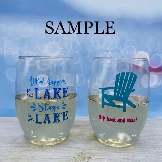 Wine-Oh! Set of 4 Shatterproof Designer 16 oz Plastic Wine Glasses MADE in the USA (ALABAMA)