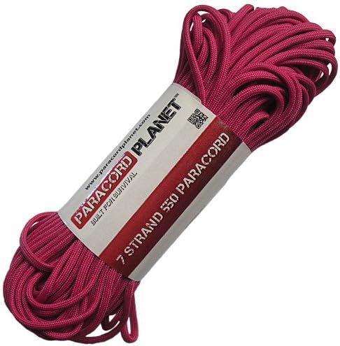 Paracord Planet Solid Color 550lb Paracord – 7 Strand Type III Nylon Cord for Indoor and Outdoor Tasks – Fuchsia (10 ft)