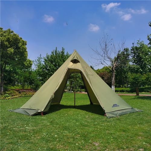 Tipi Hot Tent with Fire Retardant Stove Jack for Flue Pipes, 3~4 Person, Lightweight, Teepee Tents with Snow Skirt for Family Team Outdoor Backpacking Camping Hiking - Image 6