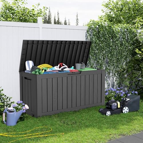 EasyUp 150 Gallon Resin Deck Box, Waterproof Outdoor Storage Box, Black - Image 6