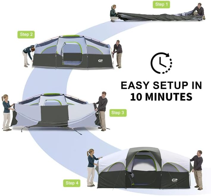 CAMPROS CP 8 Person Camping Tent, Room Divider, Rainfly, Weather Resistant - Image 6