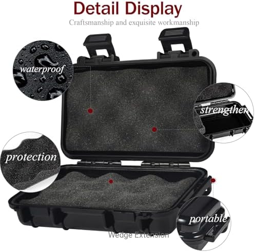 Dry Storage Box, Shockproof Waterproof Box with 2 U‑Shape Buckle, Plastic Storage Container for Cameras, Phones, Camping, Fishing, Hiking(Large-Black) - Image 6