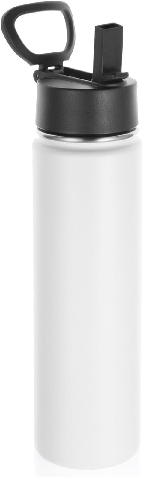 Volhoply 24 Ounce Insulated Water Bottle with Straw Lid,Stainless Steel Wide Mouth Sport Bottles with Handle,Double Wall Vacuum Cups Keep Cold,Reusable Travel Thermal Cups For Holder,Gym(White,1)