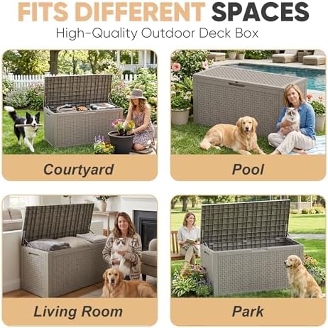 EasyUp 110 Gal Waterproof Outdoor Storage Box UV Resistant Deck Box - Image 7