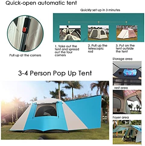 4 Person Easy Pop Up Tent, Camping Tents, Waterproof Windproof Family Tent, Instant Cabin Tent 6 Person, Tents for Camping Waterproof, Double Layer, Divided Curtain for Separated Room ( Color : Blue ) - Image 4