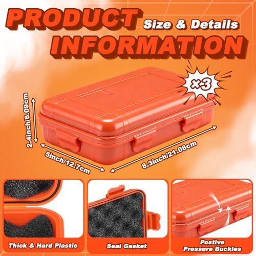Geelin 3 Pack Waterproof Dry Box Small Storage Water Resistant Containers Dry Box Protective Case for Kayaking, Boating, Drifting(Orange) - Image 2