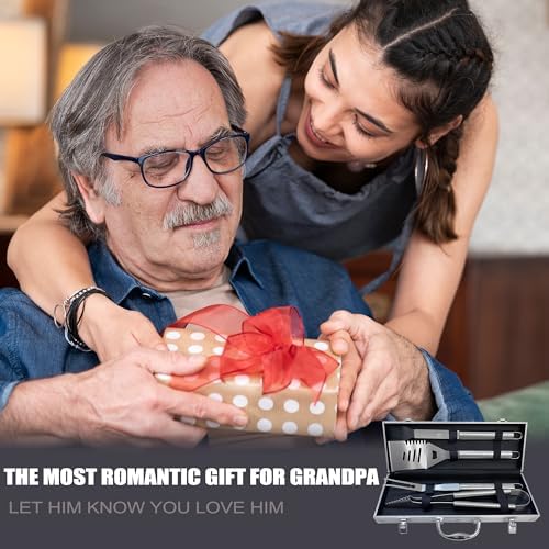 Grandpa Gifts, Gifts for Grandpa Fathers Day from Grandkids - Heavy Duty Grilling Accessories Kit for Backyard BBQ, Thick Stainless Steel Grill Utensils with Non-Slip Handle Tool Birthday - Image 6