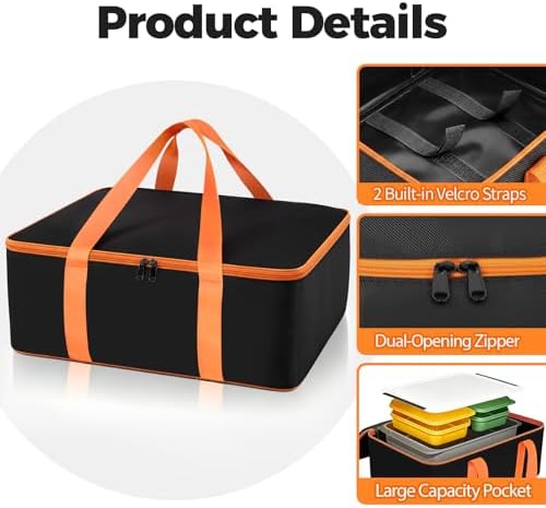 Grill Utensil Storage Bag for Outdoor Grilling, 19 x 13 x 7in, Black - Image 3