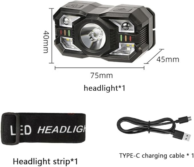 Skylla Headlamp Rechargeable,1200 Lumen Ultra Bright LED Head Lamp Flashlight with White Red Light,Motion Sensor Waterproof Headlight, 5 Modes Lights for Outdoor Camping Fishing Running