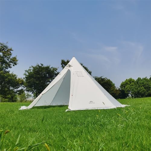 Tipi Hot Tent with Fire Retardant Stove Jack for Flue Pipes, 3~4 Person, Lightweight, Teepee Tents with Snow Skirt for Family Team Outdoor Backpacking Camping Hiking - Image 7