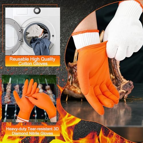 BBQ Gloves Disposable, 10Mil Heavy Duty Nitrile Gloves for Cooking Grilling - Image 4