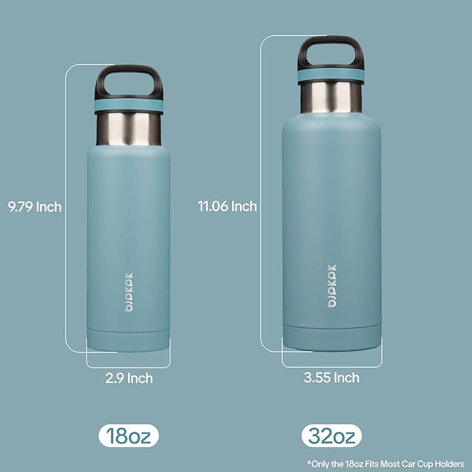 BJPKPK Insulated Water Bottle 18OZ Stainless Steel Water Bottle with Handle Double Walls Vacuum Insulated BPA Free Flask, Light Blue