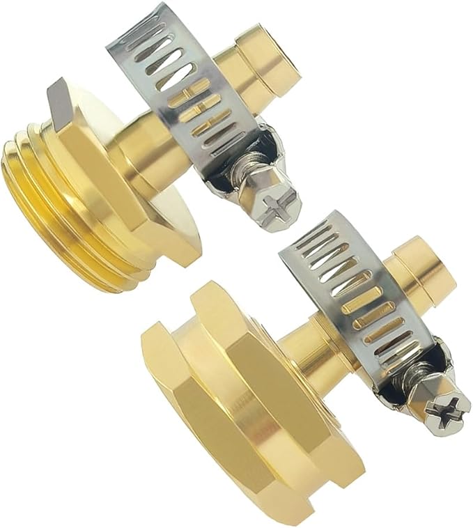 Hooshing 1/4" Garden Hose Repair Kit Male and Female Brass Hose Mender End Repair Connector with Clamps