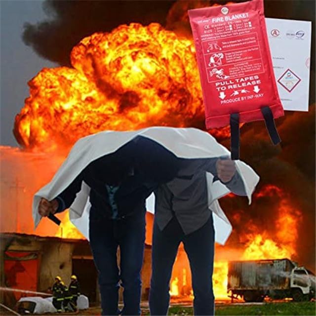 Inf-way Fire Blanket, 39.3''*39.3'' Fiberglass Fire Flame Retardent Emergency Surival Fire Shelter Safety Cover (S(39.3''*39.3''))