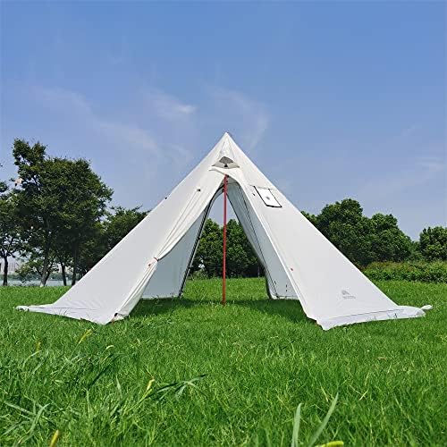 Tipi Hot Tent with Fire Retardant Stove Jack for Flue Pipes, 3~4 Person, Lightweight, Teepee Tents with Snow Skirt for Family Team Outdoor Backpacking Camping Hiking - Image 6