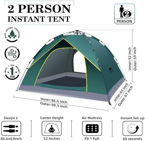 Happy Travel 2/4 Person Camping Tent, Instant Easy Pop Up Tents for Camping - Image 2