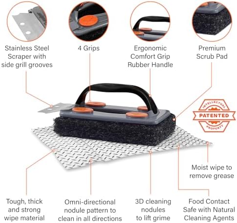 Proud Grill Q-Swiper BBQ Grill Cleaner Gift Bundle, Brush, Wipes & Cloths - Image 3