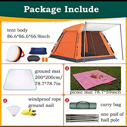 Camping Tents Shelter Portable Waterproof Hold 3-4 Persons Instant Setup Pop Up Tent with Top Rainfly Double Doors Mesh Windows UV Protection for Camping Hiking Mountaineering ( Color : Orange ) - Image 7