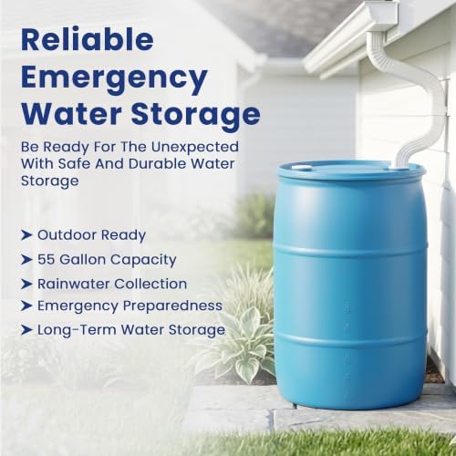 55 Gallon Water Storage Barrel, BPA Free, Emergency Water Supply - Eco Friendly - Made in USA (WHITE) - Image 4
