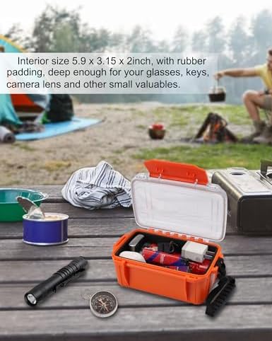 Hlotmeky Small Waterproof Box Dry Box - Floating Waterproof Containers with Padding & Clear Top, Protective Case Small Watertight Storage Box for Kayak Boat Orange Micro Case - Image 5