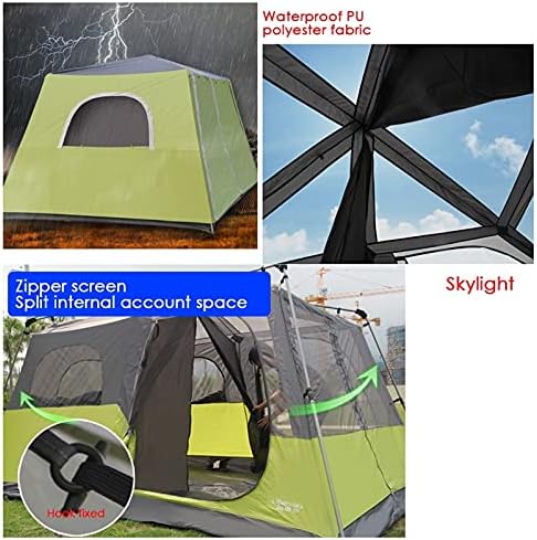 YXCKG Big Tent 5-8 Man Tent Camping Tent, Tunnel Tent with 2 Rooms, Tent Waterproof Sun Shelter for Outdoor, Double Layer Tent 100% UV Protected Family Camping Tents, Picnic Camping Hiking - Image 4