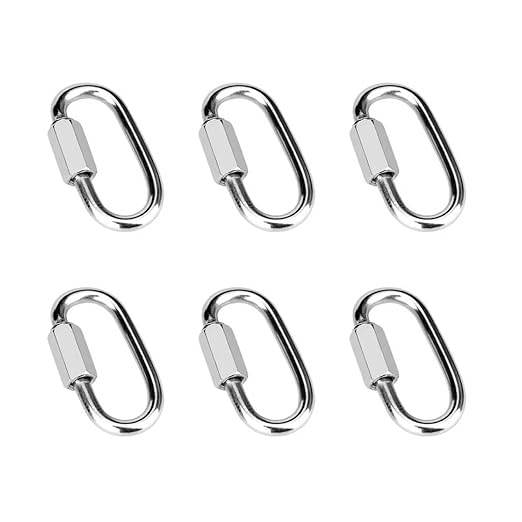 6 Pcs 2 Inch 316 Heavy Duty Stainless Steel Chain Quick Links, 650 Lbs Capacity Locking Repair Connector Pets Keychain for Outdoor Traveling Equipment