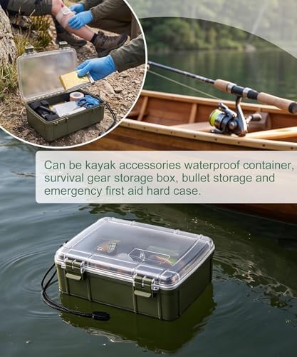Large Waterproof Box Container Olive Green Tactical Dry Box- Airtight Floating Watertight Boat Drybox, Crushproof Impact-Resistant Protective Hard Case for Survival, Electronics & Outdoor Gear - Image 3
