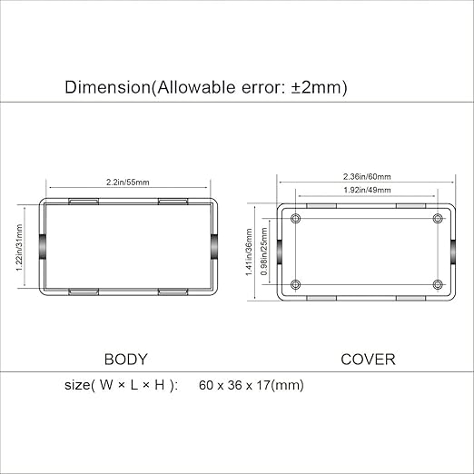 LeMotech Project Box 10 Pieces ABS Plastic Electrical Project Case Small Junction Box for Electronics White 2.36 x 1.42 x 0.67 inch (60 x 36 x 17 mm)