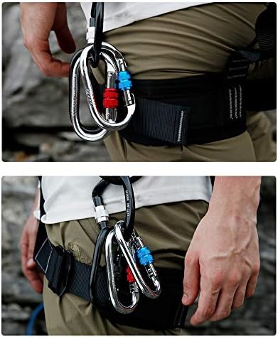 Heavy Duty Locking Climbing Carabiner Clip CE Rated 25 kN 5600 LB Rugged Terrain Approved Industrial Strength Twist Lock Carabiners Clips for Rigging, Ropes, Hammocks, Camping