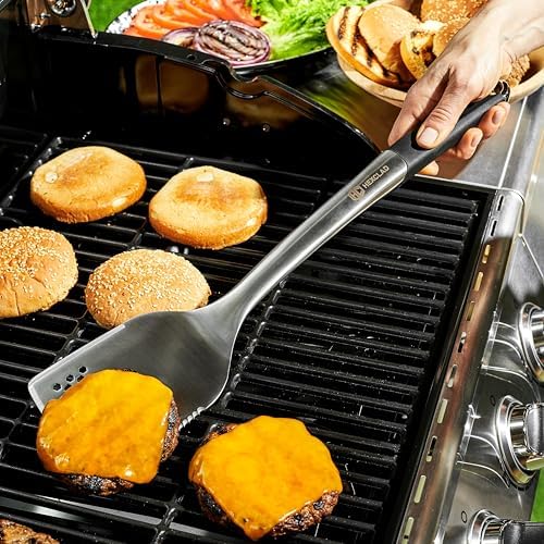 HexClad 8pc BBQ Tool Set with Spatula, Tongs, Brush, Grill Fork & Skewers - Image 5