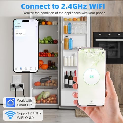 Freezer Alarm Wireless WiFi Alert 2.4GHz,Power Failure Alarm with 2 Socket, 110dB Power Loss Alert with LED Indicator,Blackout Alert for GFCI Trips,Refrigerator,Freeze,Compatible with Smart Life - Image 2