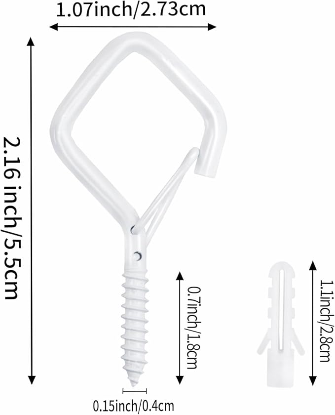 30 Pcs White Eye Hooks Screw Heavy Duty,Ceiling Hooks for Hanging Plants,String Lights,Cup,Wind Chime,Bird Feeders. Plant Hanger Indoor&Outdoor
