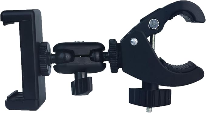 Phone Holder with Clamp for Golf Cart Universal Phone Mount Holder for Bicycle, Wheelchair, Stroller Mic Stand Phone Holder