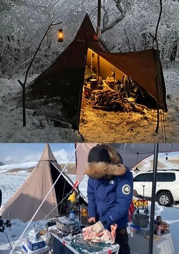 4 Season Waterproof Teepee Tent Yurt with Stove Jack for Adult Camping Hiking, Height 7.8FT/240CM - Image 6