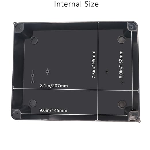 Junction Box, Reserved Holes Electrical Boxes Waterproof IP65 ABS Plastic Electrical Power Cord Enclosure Project Box Black 10 x 7.9 x 3.1 inch(255x200x80mm)