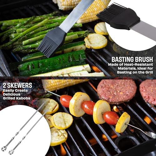 Home-Complete Stainless Steel BBQ Grill Accessories Set, 16-Piece-Set - Image 5